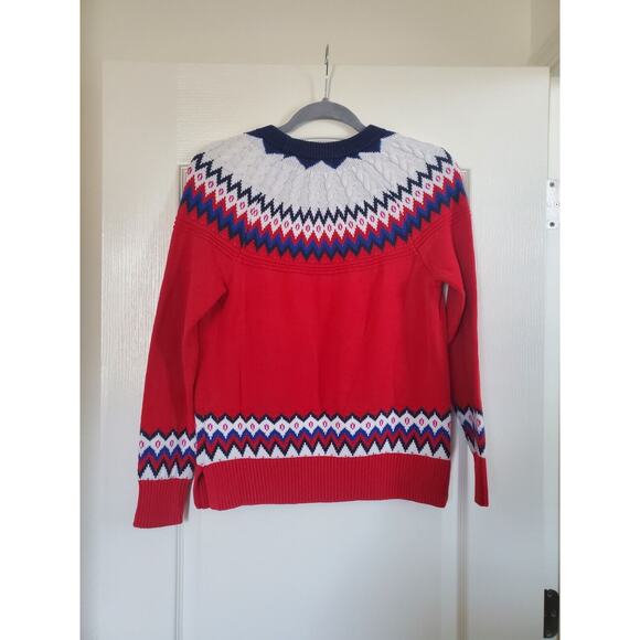 Fair Isle Nordic Red Blue White Crew Neck Holiday Charter Club Sweater, Sz Small - Picture 9 of 11